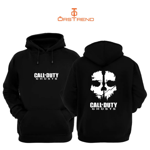 Call Off Duty: GHOSTS Baskılı 3 İplik Unisex Siyah Kapişonlu Sweatshirt
