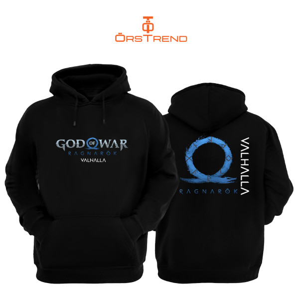 God Of War Ragnarök Valhalla Baskılı 3 Iplik Unisex Siyah Kapişonlu Sweatshirt