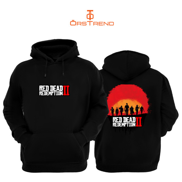 Read Dead Redamtion 2 Baskılı 3 İplik Unisex Siyah Kapişonlu Sweatshirt