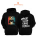 Gamer Baskılı 3 İplik Unisex Siyah Kapişonlu Sweatshirt
