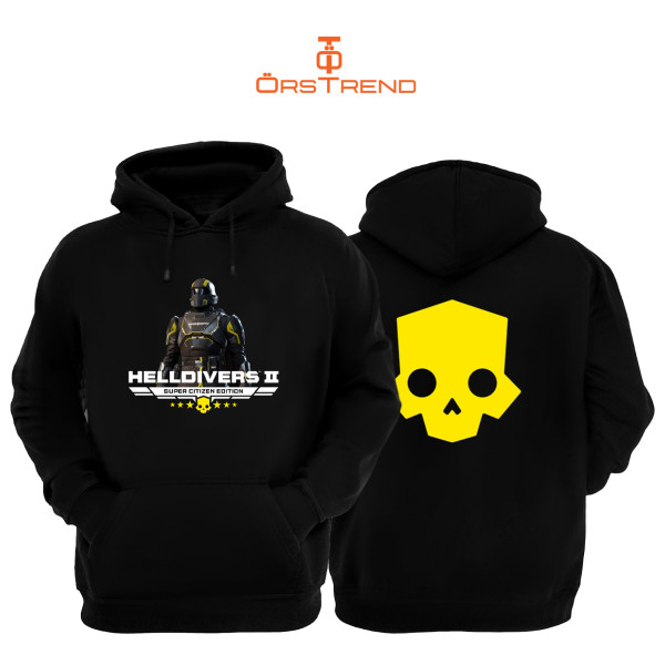 Helldiver's 2  Unisex Siyah Kapişonlu Sweatshirt 3 Iplik