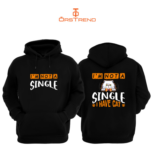 Single 3 Iplik Unisex Siyah Kapişonlu Sweatshirt