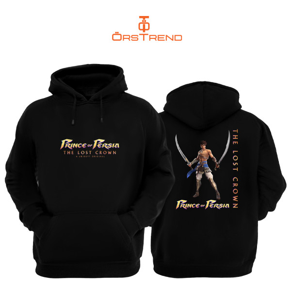 Prince of Persia The Lost Crown Baskılı 3 İplik Unisex Siyah Kapişonlu Sweatshirt