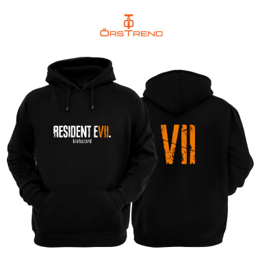 Resident Evil 7 Devil Baskılı 3 İplik Unisex Siyah Kapişonlu Sweatshirt