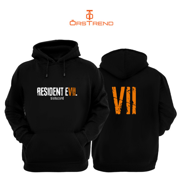 Resident Evil 7 Devil Baskılı 3 İplik Unisex Siyah Kapişonlu Sweatshirt