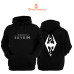 Skyrim Elder Scrolls Baskılı 3 Iplik Unisex Siyah Kapişonlu Sweatshirt