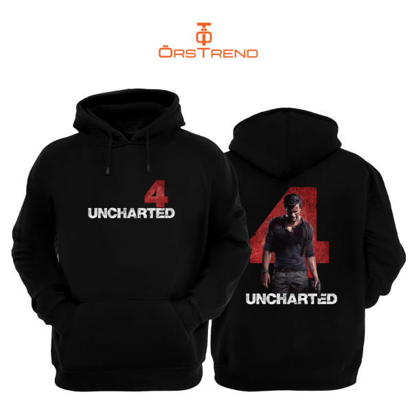 Uncharted 4 3 Iplik Unisex Siyah Kapişonlu Sweatshirt