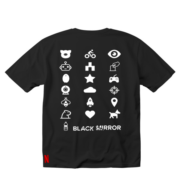 Black Mirror Baskılı Oversize Unisex Tişört