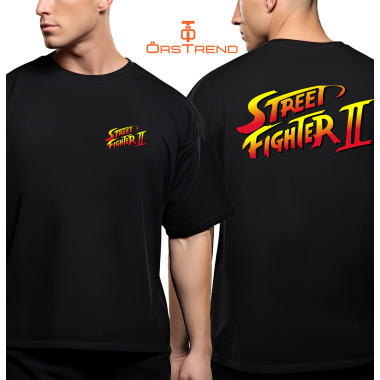 Street Fighter Basklılı Oversize Tshirt